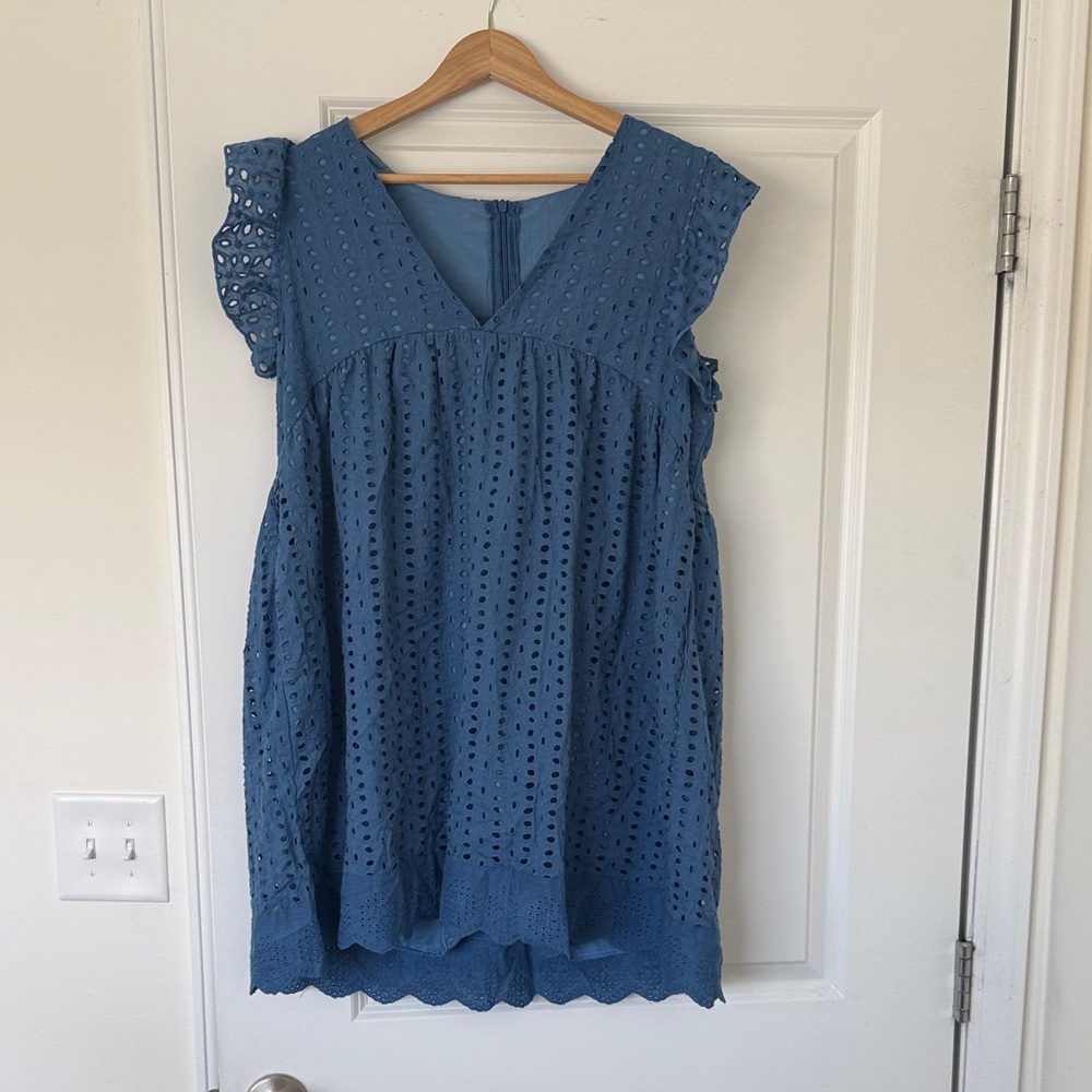Blue Eyelet Women's Dress